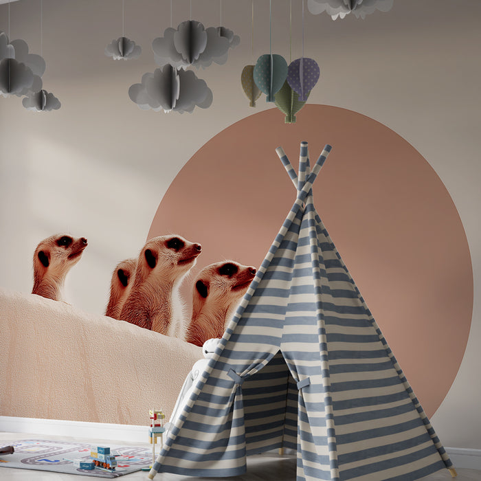 Papier peint chambre enfant | Suricate curieux et design moderne