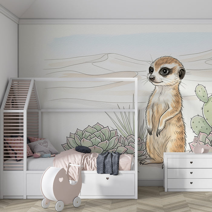 Kinderkamer behang | Stokstaartje in de woestijn