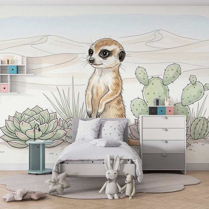 Kinderkamer behang | Stokstaartje in de woestijn