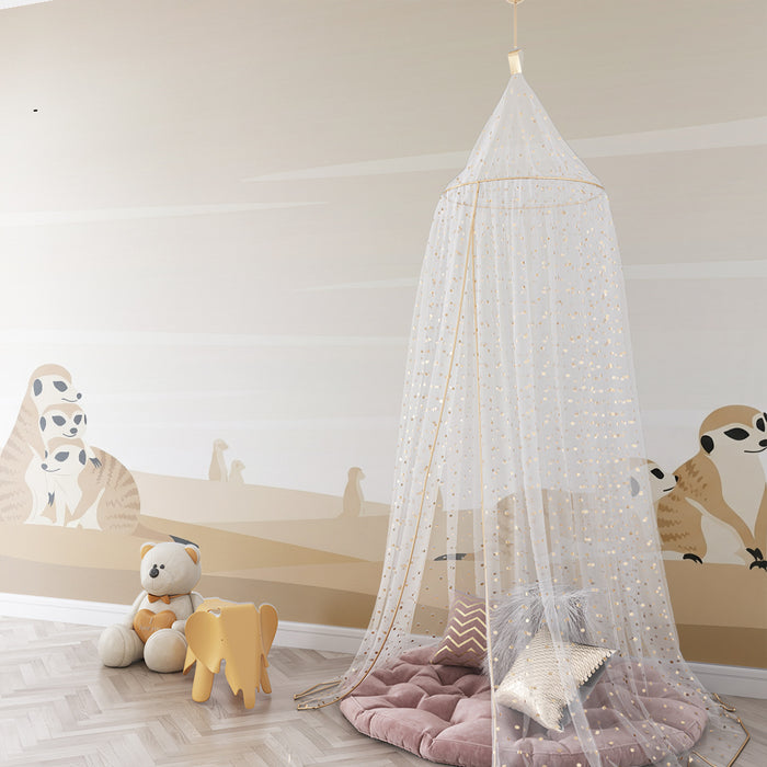 Papel de parede para quarto infantil | Suricata e deserto em tons suaves