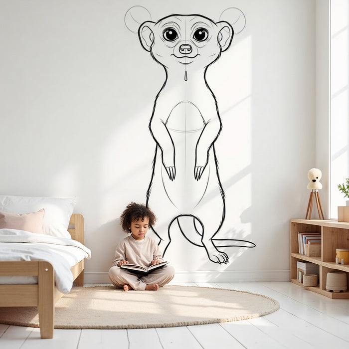 Papier peint chambre enfant | Suricate mignon avec grands yeux expressifs
