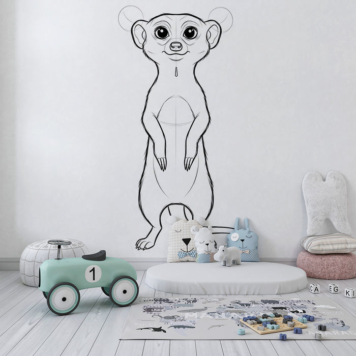 Papier peint chambre enfant | Suricate mignon avec grands yeux expressifs