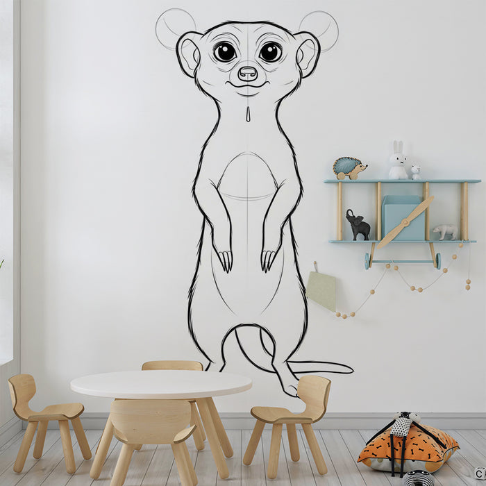 Papier peint chambre enfant | Suricate mignon avec grands yeux expressifs