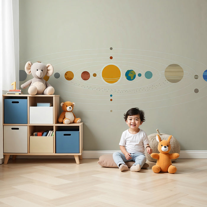 Kids room wallpaper | Värvikas päikesesüsteem koos ilusate planeetidega