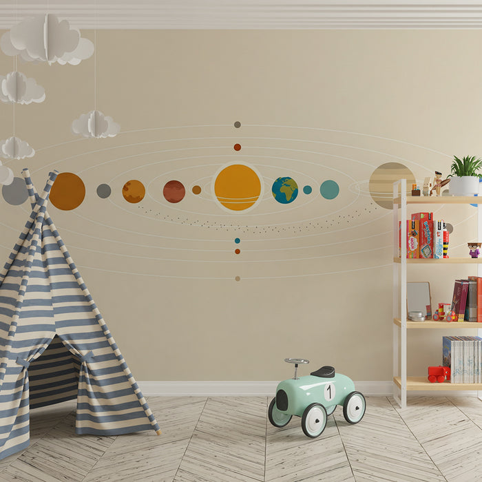 Kids room wallpaper | Värvikas päikesesüsteem koos ilusate planeetidega