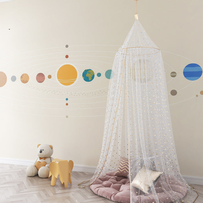 Kids room wallpaper | Värvikas päikesesüsteem koos ilusate planeetidega