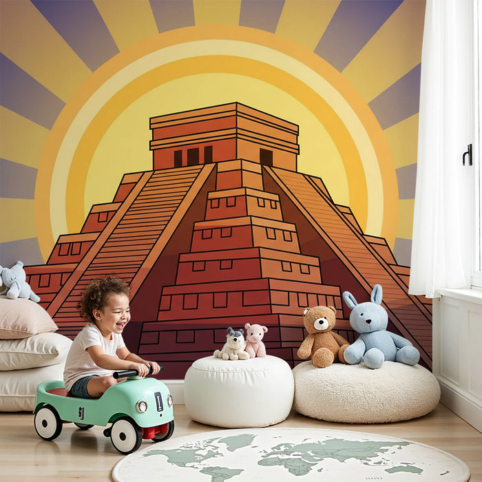 Papel de parede para quarto de criança | Templo antigo com sol radiante