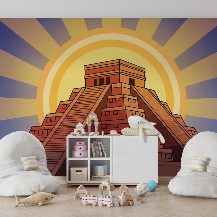 Papel de parede para quarto de criança | Templo antigo com sol radiante