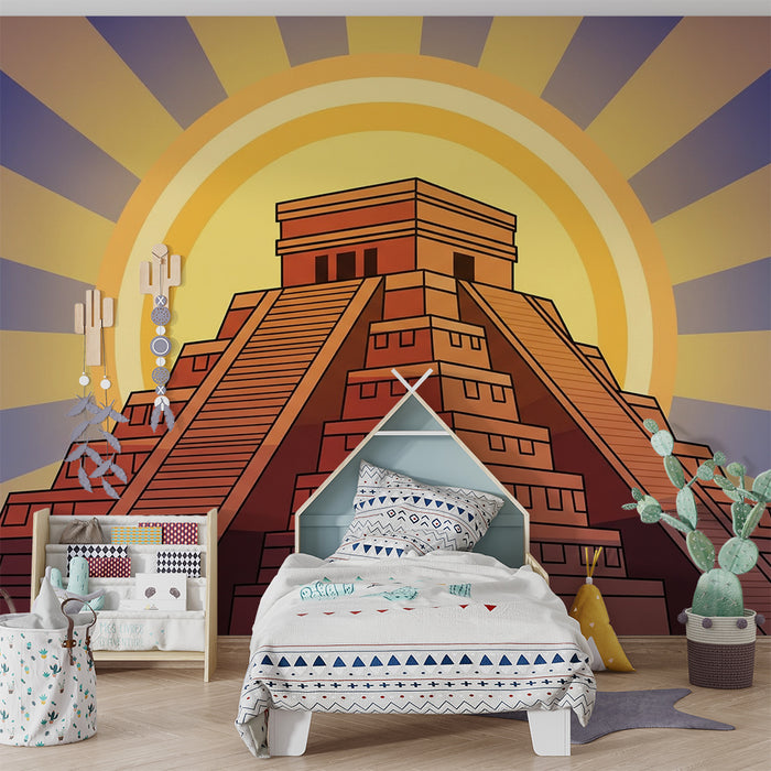 Papel de parede para quarto de criança | Templo antigo com sol radiante