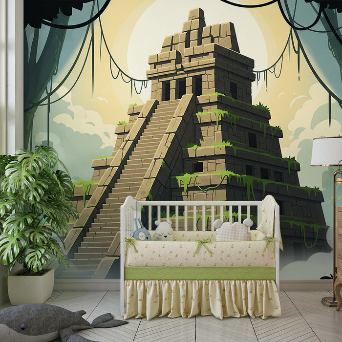 Børneværelses tapet | Mysterisk aztekisk tempel i junglens hjerte