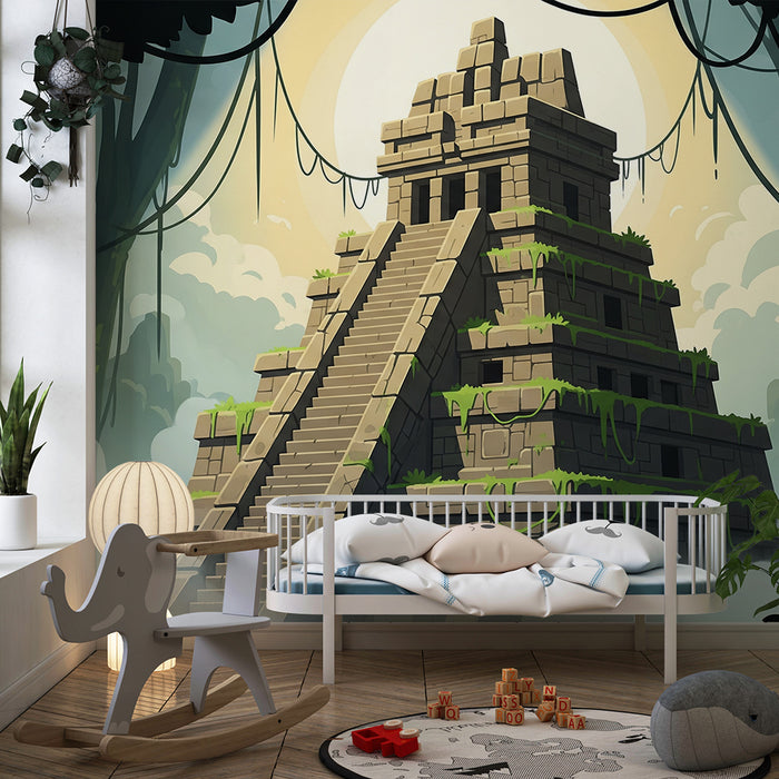 Børneværelses tapet | Mysterisk aztekisk tempel i junglens hjerte