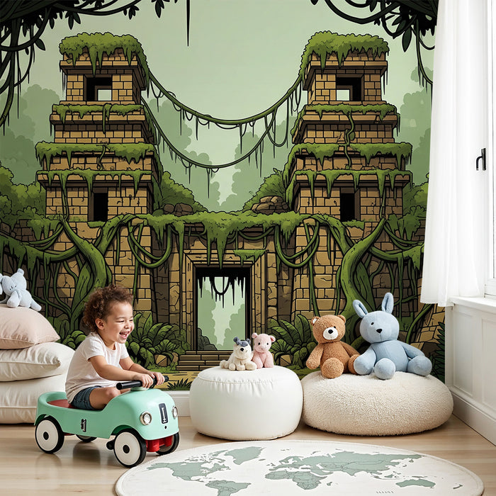 Kids' Room Wallpaper | Ancient Temples in a Lush Jungle