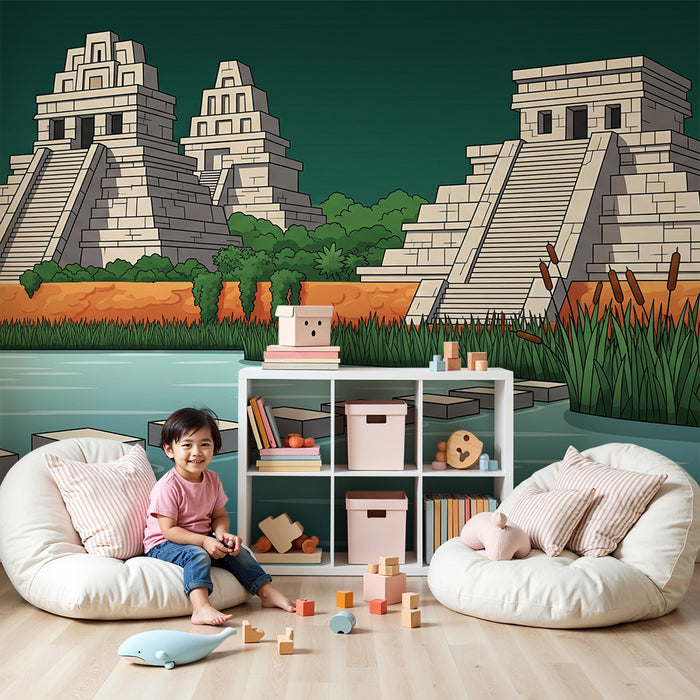 Kids' Room Wallpaper | Ancient Temples and Lush Nature