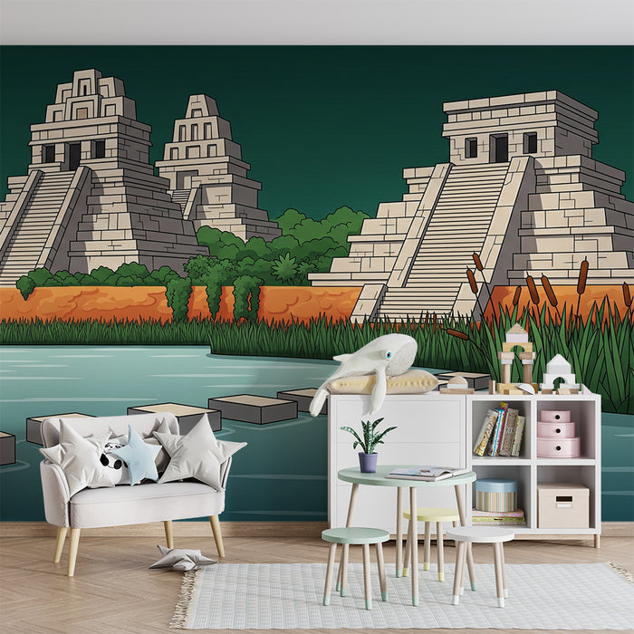 Kids' Room Wallpaper | Ancient Temples and Lush Nature