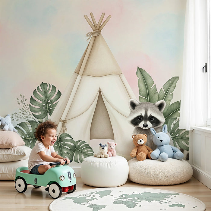 Detská izba tapeta | Stan a mýval v džungli