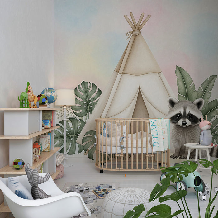Detská izba tapeta | Stan a mýval v džungli