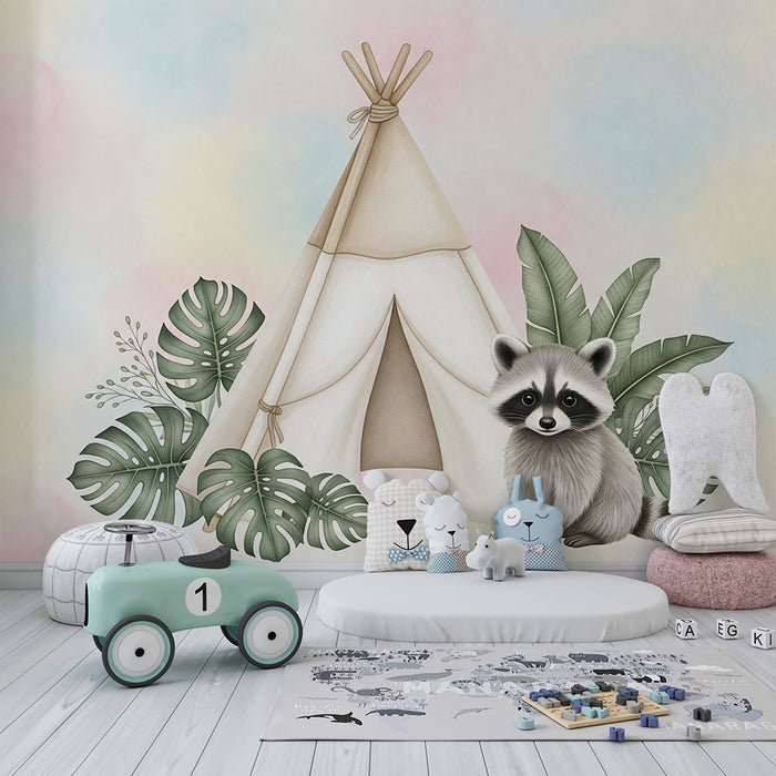 Detská izba tapeta | Stan a mýval v džungli