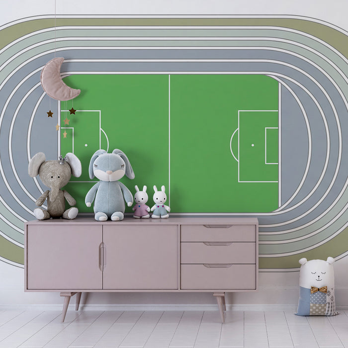 Barntapet | Fotbollsplan med färgglada läktare