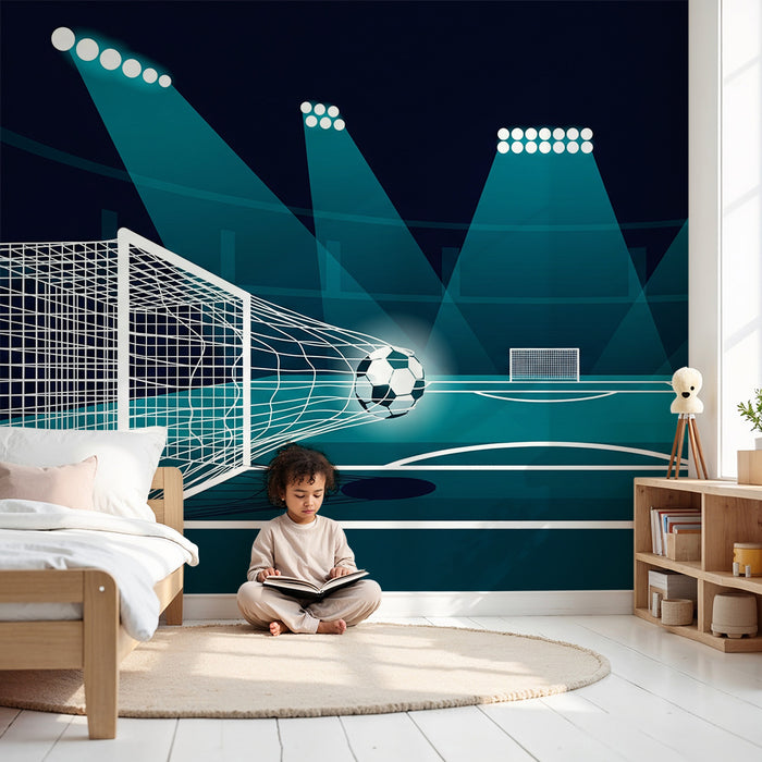 Kinderkamer behang | Voetbalveld onder de spotlights