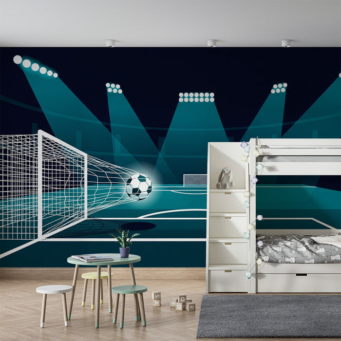 Kinderkamer behang | Voetbalveld onder de spotlights