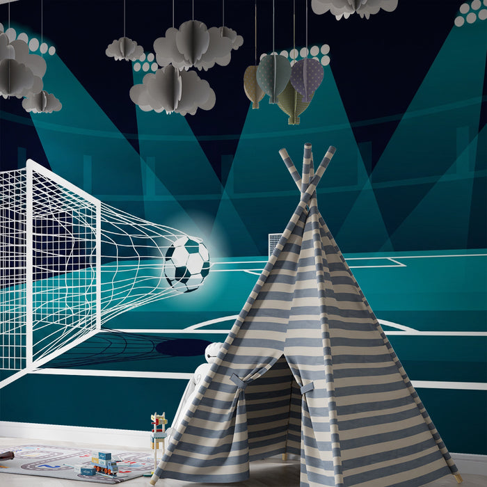 Kinderkamer behang | Voetbalveld onder de spotlights