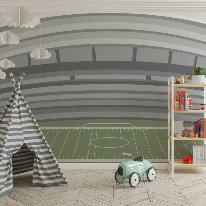 Kinderzimmer Tapete | Stilisierter Sportplatz mit modernen Tribünen
