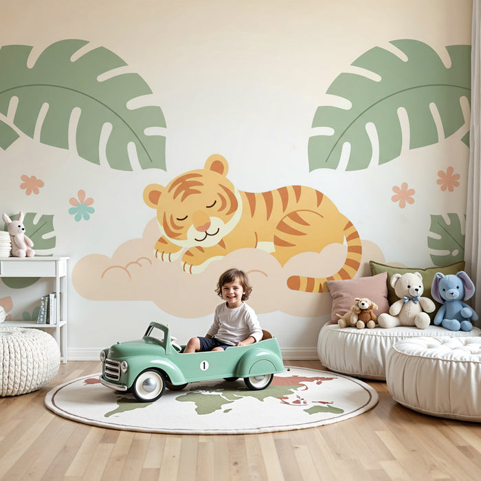 Kinderzimmer Tapete | Schlafender Tiger im Dschungel