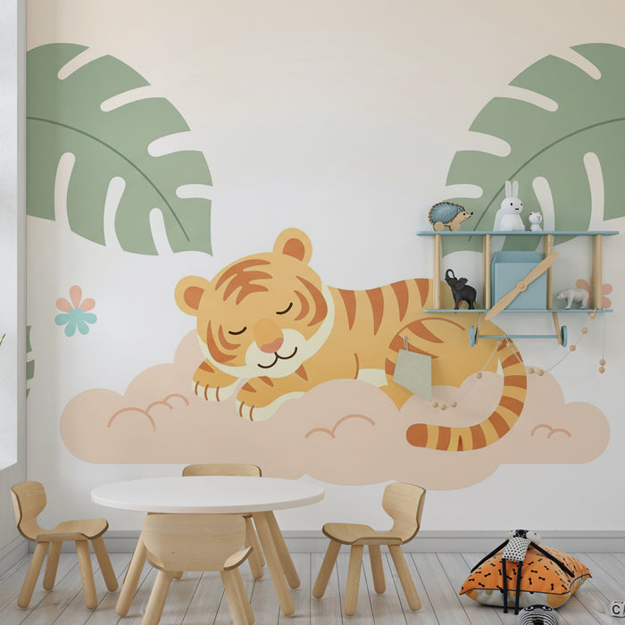 Kinderzimmer Tapete | Schlafender Tiger im Dschungel