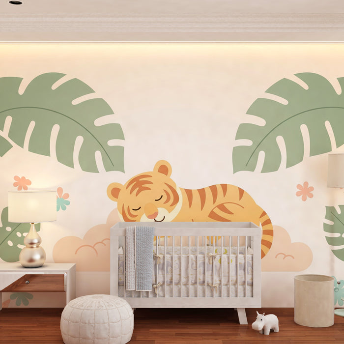 Kinderzimmer Tapete | Schlafender Tiger im Dschungel