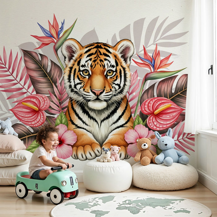 Papier peint chambre enfant | Tigre majestueux au coeur de la jungle