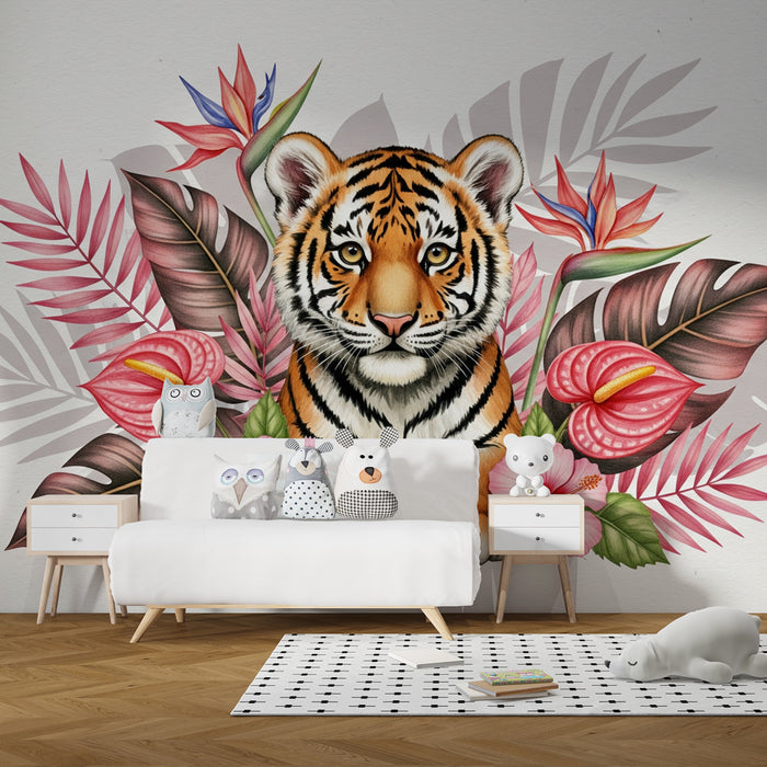 Papier peint chambre enfant | Tigre majestueux au coeur de la jungle