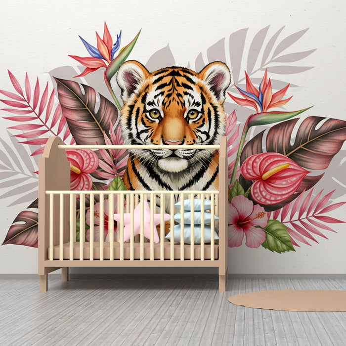 Papier peint chambre enfant | Tigre majestueux au coeur de la jungle