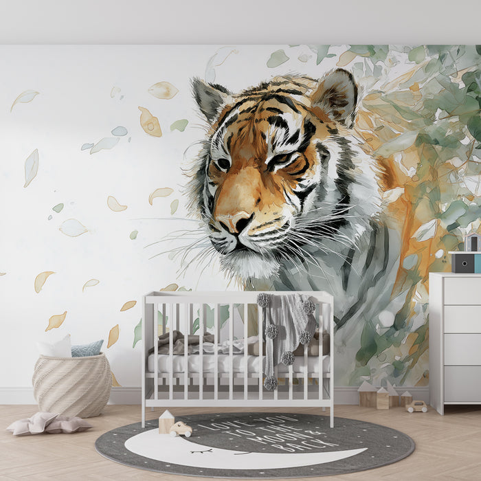 Tapet barnerom | Majestetisk tiger midt i naturen