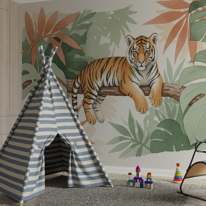 Papier peint chambre enfant | Tigre majestueux dans la jungle