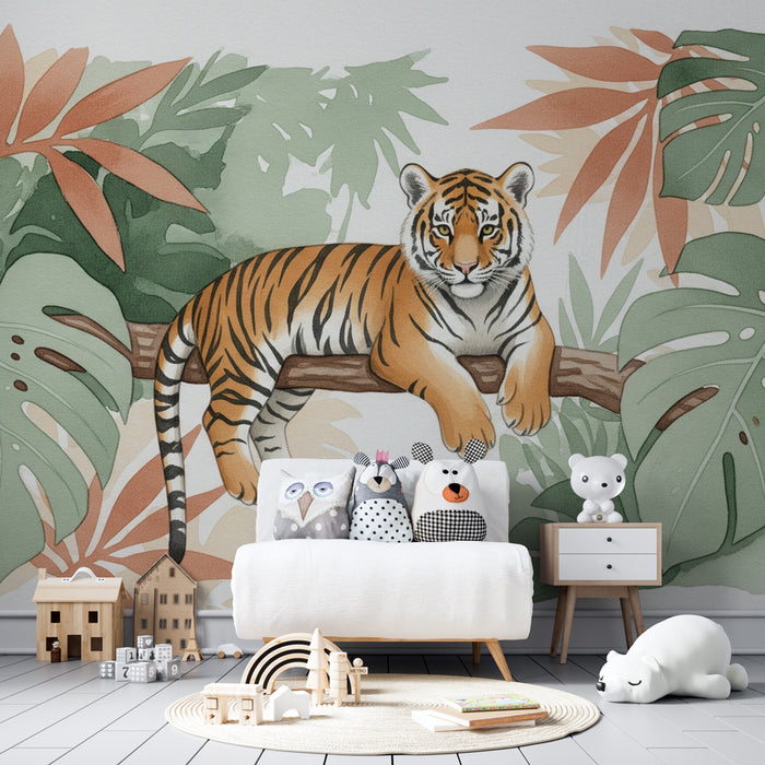 Papier peint chambre enfant | Tigre majestueux dans la jungle