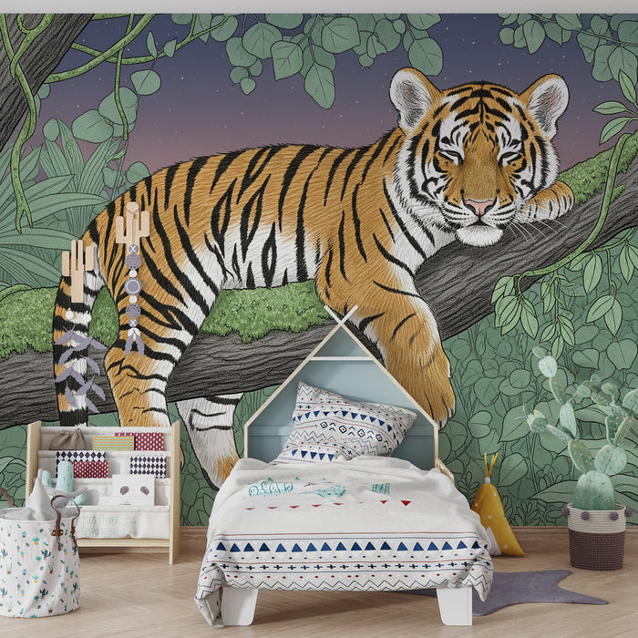 Kinderkamer behang | Majestueuze tijger in de jungle