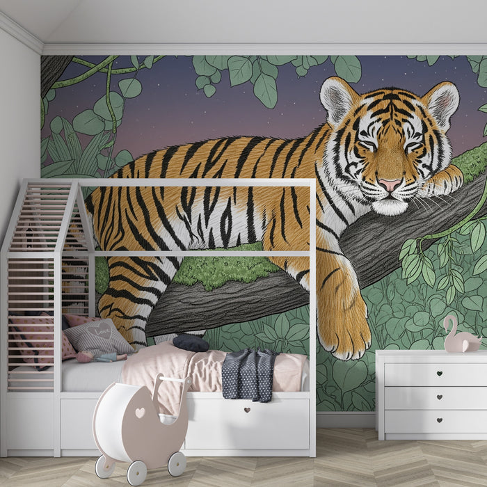 Kinderkamer behang | Majestueuze tijger in de jungle