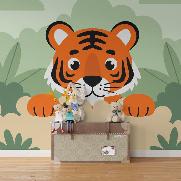 Kinderkamer behang | Slimme tijger in de jungle