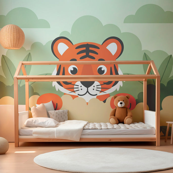 Kinderkamer behang | Slimme tijger in de jungle