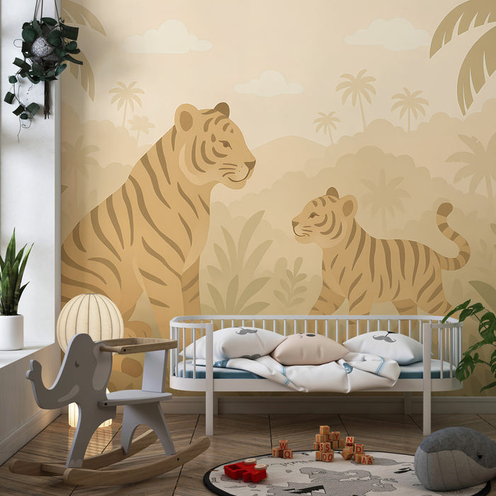 Papier peint chambre enfant | Tigres dans la jungle