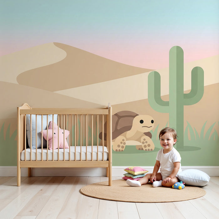 Papel de parede criança | Tartaruga fofa no deserto