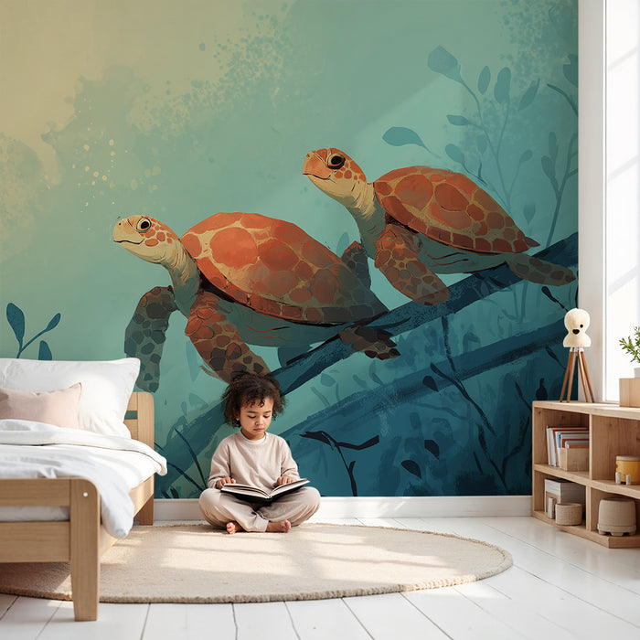 Tapeta do detskej izby | Morské korytnačky objavujúce hĺbky oceánu