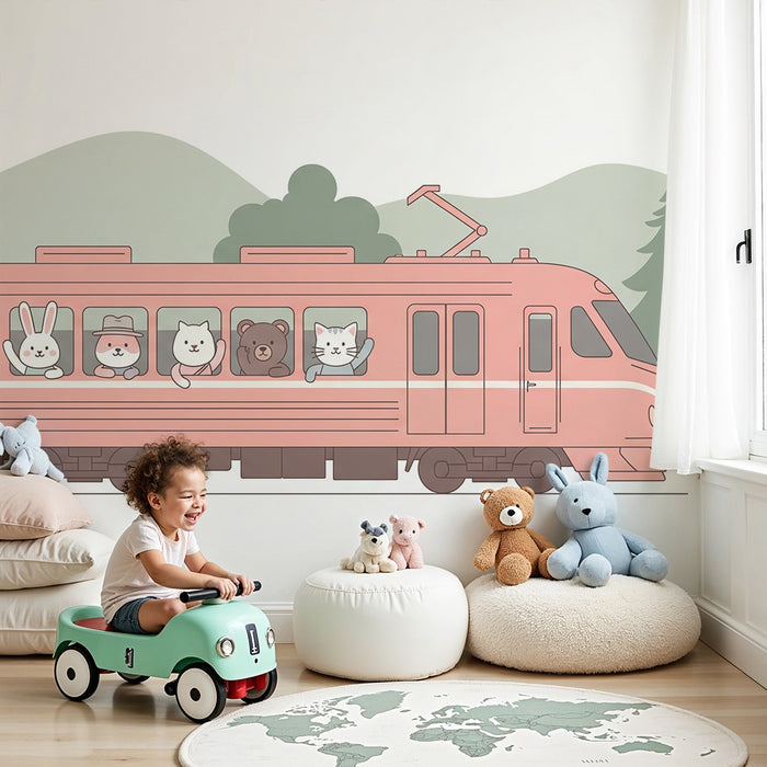 Tapety dla dzieci | Zabawny pociąg z zwierzętami