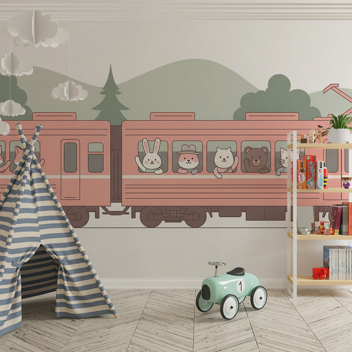 Tapety dla dzieci | Zabawny pociąg z zwierzętami