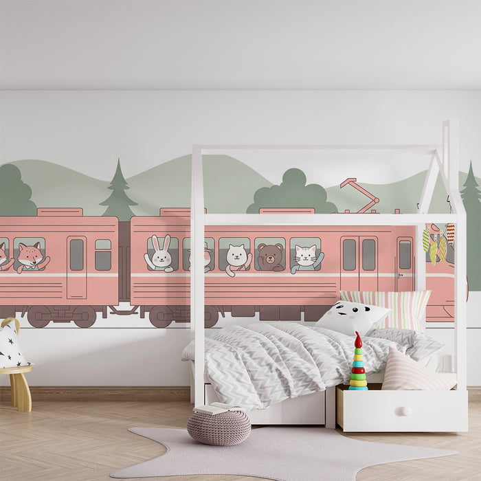 Tapety dla dzieci | Zabawny pociąg z zwierzętami