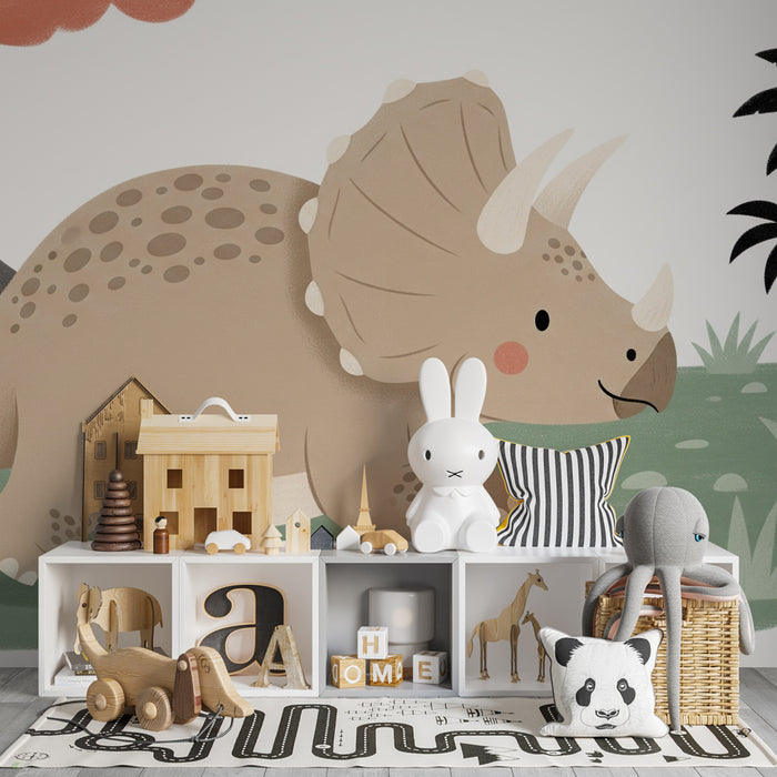 Papel de parede criança | Triceratops em uma paisagem pré-histórica