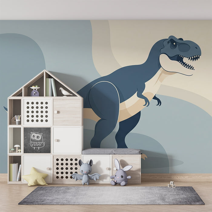 Gyerek szoba tapéta | Vidám tirannoszaurusz puha háttérrel