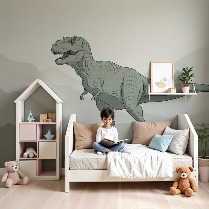 Gyerekszoba tapéta | Tiranózaurusz egy őskori tájban