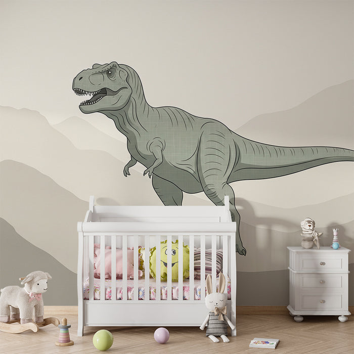 Gyerekszoba tapéta | Tiranózaurusz egy őskori tájban