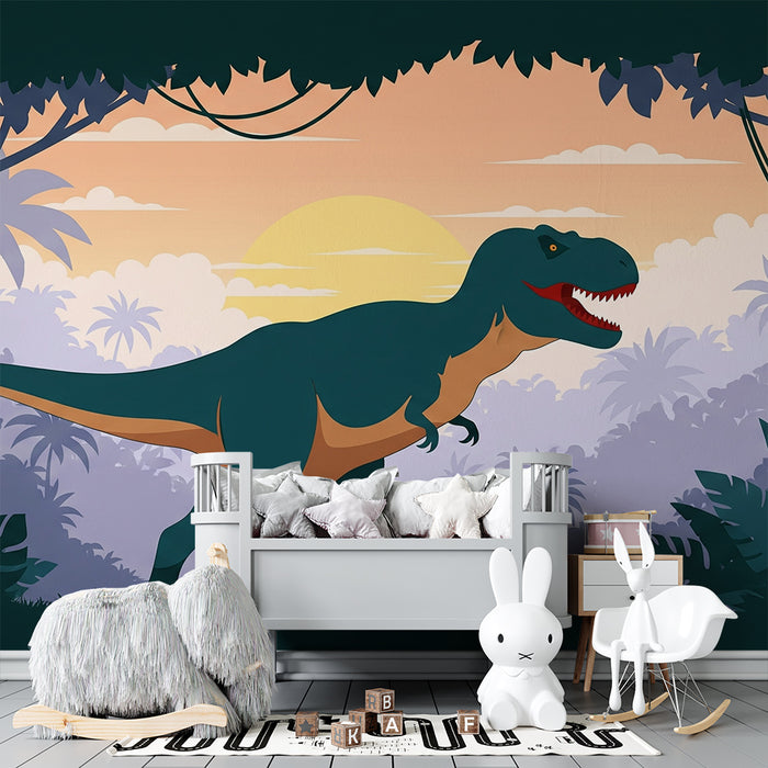 Barnrumspapper | Tyrannosaurus i en förhistorisk djungel